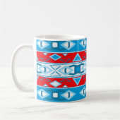 Stripes and geometric shapes of red blue white コーヒーマグカップ (左)