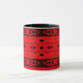 Stripes and geometric shapes red black マグカップ (中央)