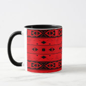 Stripes and geometric shapes red black マグカップ (左)