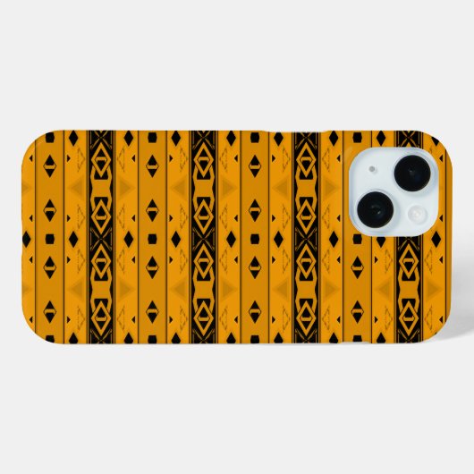 Stripes and geometric shapes yellow black  Case-Mate iPhoneケース (裏面 (横))