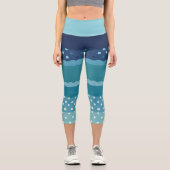 Stripes and Polka dot in Shades of Blue  カプリレギンス (正面)