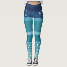 Stripes and Polka dot in Shades of Blue Leggings レギンス