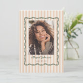 Stripes and Wavy Frame Graduation Card with Photo 招待状 (スタンド正面)