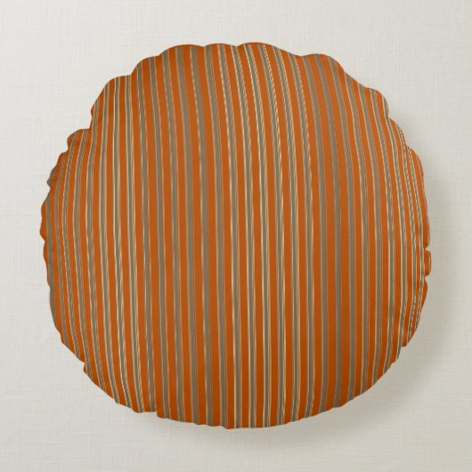 Stripes Beige Orange ラウンドクッション (正面)