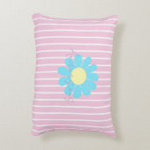 Stripes Daisy Floral Photo Pink アクセントクッション (裏面(縦))