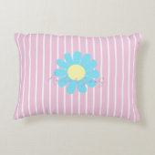 Stripes Daisy Floral Photo Pink アクセントクッション (裏面)