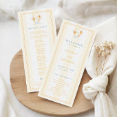 Stripes Floral Crest Monogram & Bow Spring Wedding プログラム