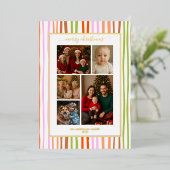 Stripes foil family Photo Christmas real 箔招待状 (立ち正面)