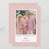 Stripes & Hearts Happy Valentine's Day Photo Card シーズンカード (正面/裏面)