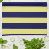 Stripes in Navy Blue and Yellow キッチンタオル (折り畳み)