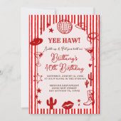 Stripes Martini Disco Ball Any Age Birthday  招待状 (正面)