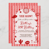 Stripes Martini Disco Ball Any Age Birthday  招待状 (正面/裏面)