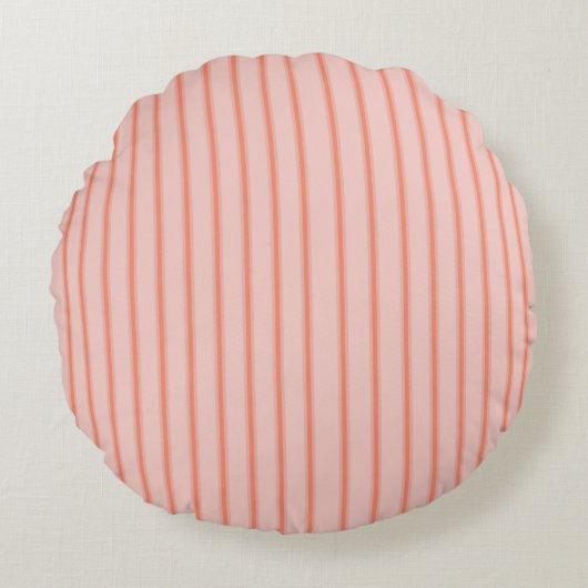 Stripes Modern Coral Peach Minimalist Elegance ラウンドクッション (正面)