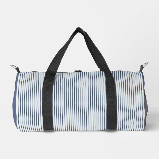 Stripes Modern Indigo Minimalist Elegance ダッフルバッグ (正面)