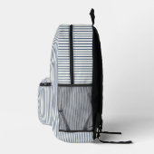Stripes Modern Indigo Minimalist Elegance プリントバックパック (右)