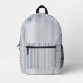 Stripes Modern Indigo Minimalist Elegance プリントバックパック (正面)