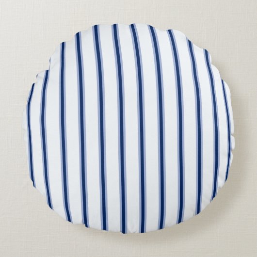 Stripes Modern Indigo Minimalist Elegance ラウンドクッション (正面)