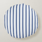 Stripes Modern Indigo Minimalist Elegance ラウンドクッション (裏面)