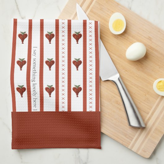 Stripes of Hearts キッチンタオル (四つ折り)