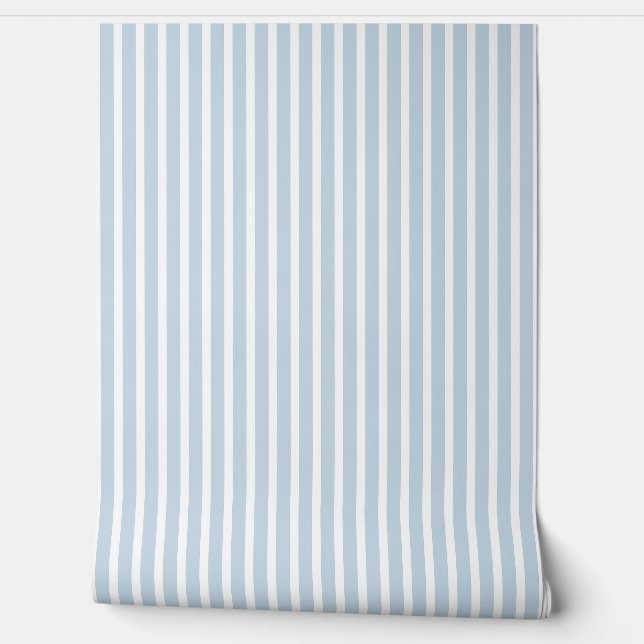 Stripes Pastel Blue and White 壁紙 (ほどく)