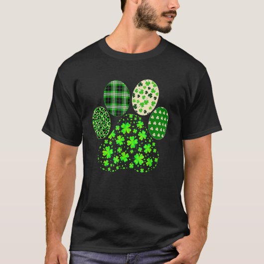 Stripes Shamrock Leopard Plaid Paw St Patricks Day Tシャツ (正面)
