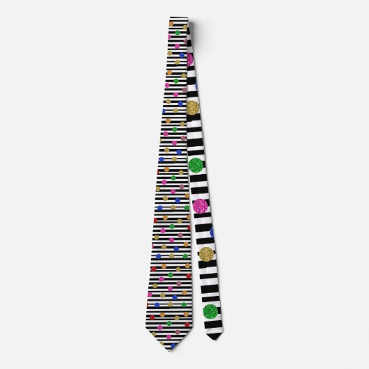 Stripes with Colorful Circles Necktie ネクタイ (正面)