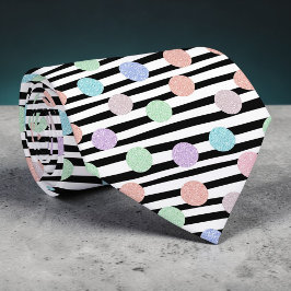 Stripes with Pastel Colorful Circles Necktie ネクタイ