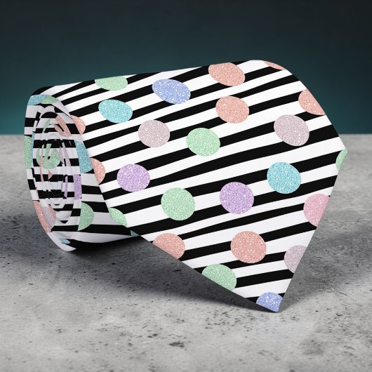 Stripes with Pastel Colorful Circles Necktie ネクタイ