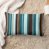 Stripeyの縦のデザインのブラウンのティール(緑がかった色)のクリーム及び金ゴールド ランバークッション (ブランケット)