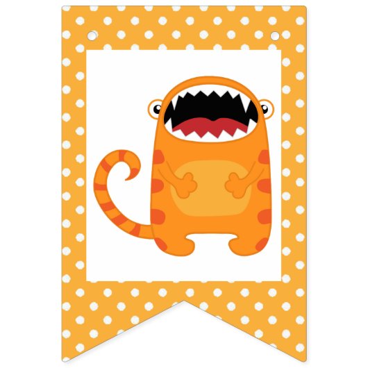 Stripeyオレンジ小さいモンスターのベビーシャワー バンティングフラッグ (第1の旗)