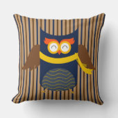 Stripey Owl Cotton装飾用クッション、20 x 20" クッション (正面)