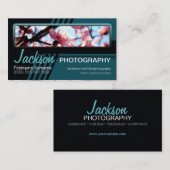 Stripyティール(緑がかった色)写真撮影名刺 名刺 (正面/裏面)