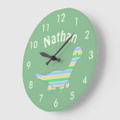 Stripy恐竜 ラージ壁時計 (傾斜)