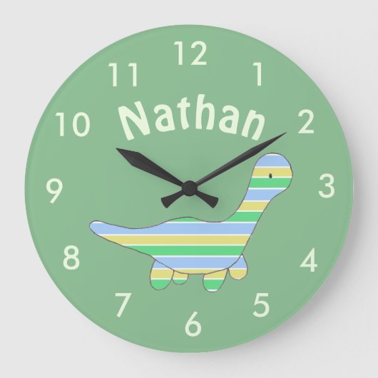 Stripy恐竜 ラージ壁時計 (正面)