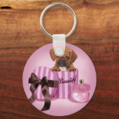 Stripy Round Boxのパグル キーホルダー (正面)