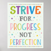 Strive For Progress Not Perfection Growth Mindset ポスター (正面)