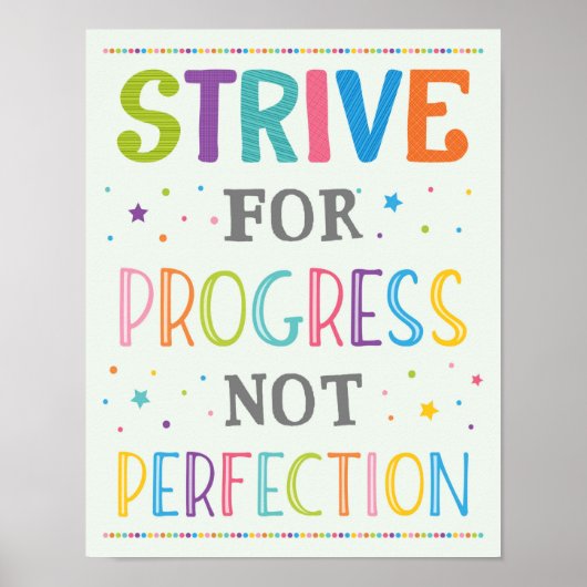 Strive For Progress Not Perfection Growth Mindset ポスター (正面)