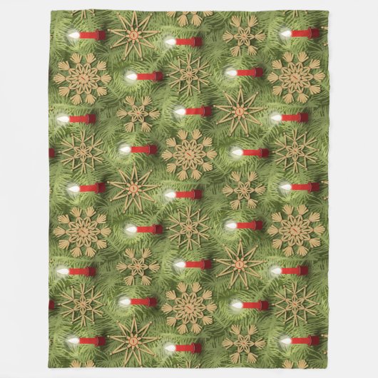 Strohsterne and Candles フリースブランケット (正面)
