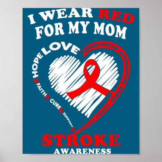 Stroke Awareness - I Wear Red For My Mom ポスター (正面)