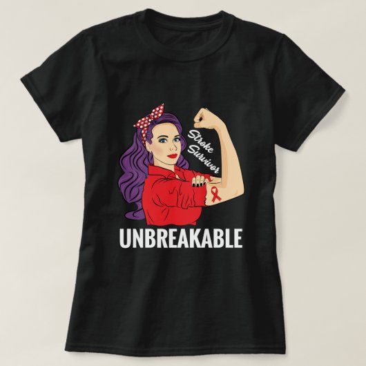 Stroke Survivor Awareness Warrior Unbreakable.png Tシャツ (デザイン正面)