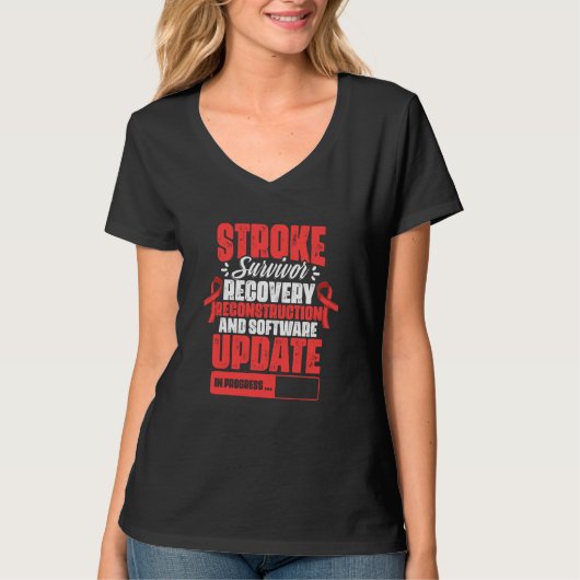 Stroke Survivor Recovery Red Ribbon Stroke Awarene Tシャツ (正面)