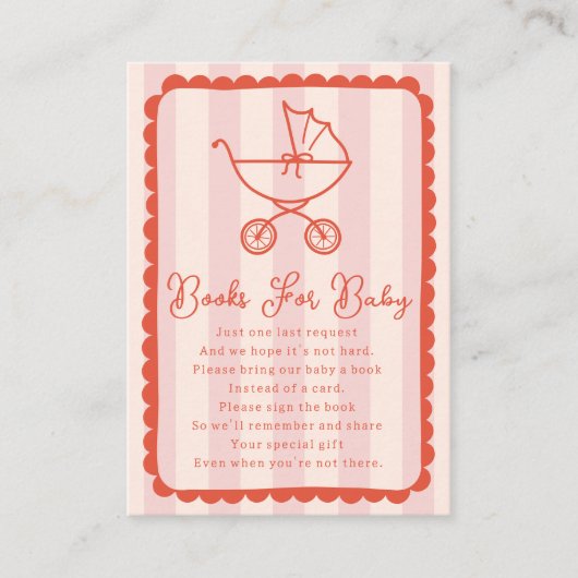 Stroller Scalloped Pink Baby Shower Books For Baby エンクロージャーカード (正面)
