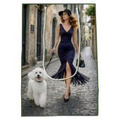 Strolling Italy, Poodle  ミディアムペーパーバッグ (裏面)