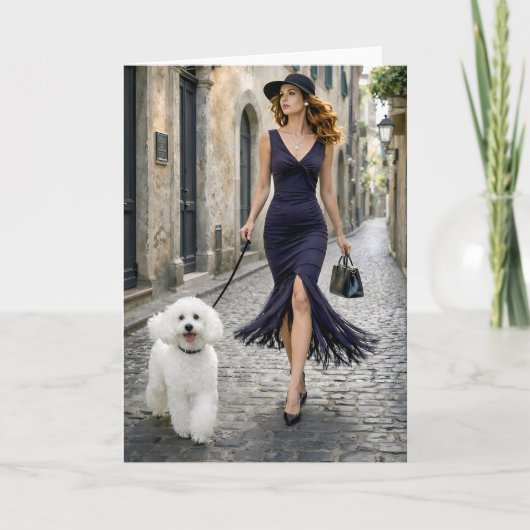 Strolling Italy, Poodle Blank Card カード (正面)