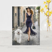 Strolling Italy, Poodle Blank Card カード (黄色い花)