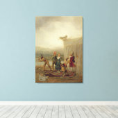 Strolling Players, 1793 (スズプレート油) キャンバスプリント (インサイチュ (ウッドフロア))