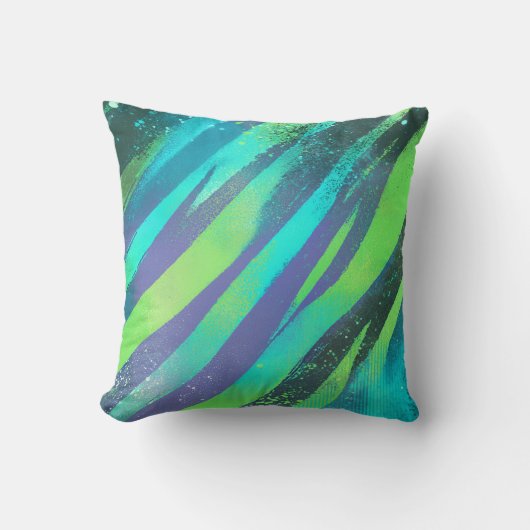 Strömende Farbwogen im Neonlicht クッション (正面)