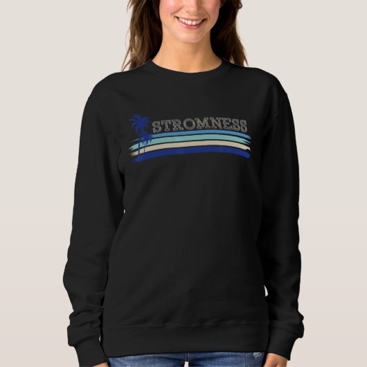 Stromness Orkney Seaside Holiday Retro Surf Palm T スウェットシャツ (正面)