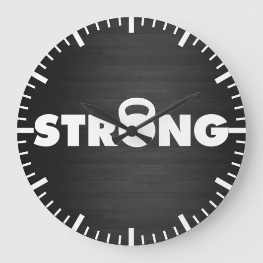 STRONG – ケトルベルトレーニング やる気を起こさせる ラージ壁時計 (正面)
