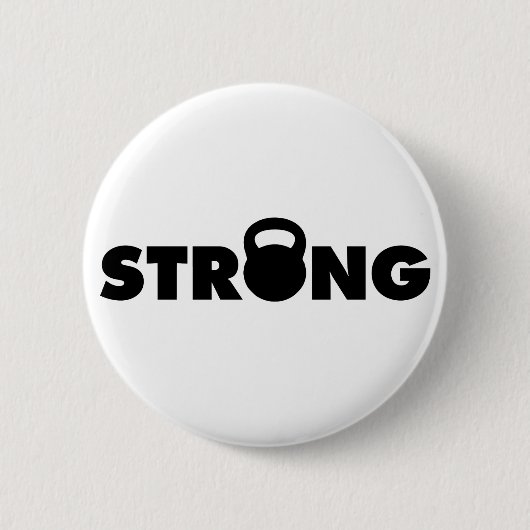 STRONG – ケトルベルトレーニング やる気を起こさせる 缶バッジ (正面)